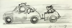 The Great Escape Drive II (Sketch) by Doug Hyde - Original Drawing on Mounted Paper sized 9x4 inches. Available from Whitewall Galleries